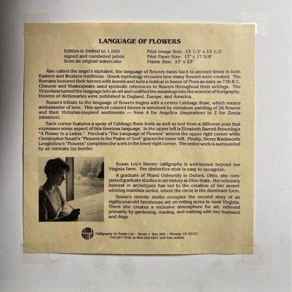 “Language of Flowers," signed limited-edition art print by Susan Loy - Picture 3 of 3